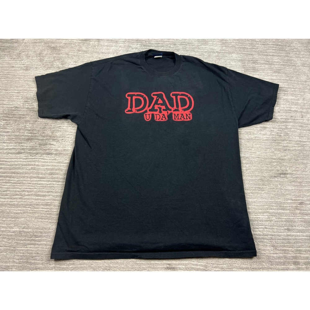 World's Greatest Dad T-Shirt Mens XL Black Dad U Da Man Graphic Cotton Tee S/S